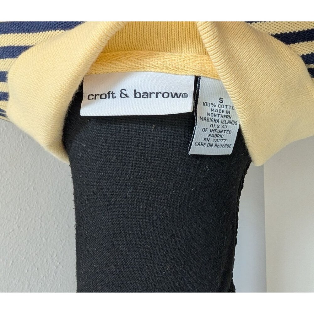 y2k Croft and Barrow Navy and Yellow Striped Sleeveless 100% Cotton Polo - S - Picture 4 of 8